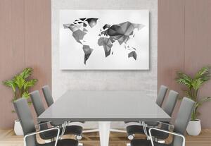 Tablou harta lumii în stilul origami în design alb-negru