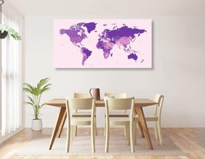 Tablou harta detaliată a lumii în culoare violetă