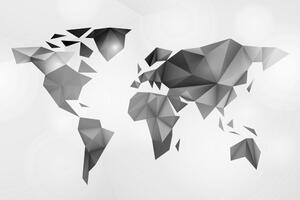 Tablou harta lumii în stilul origami în design alb-negru