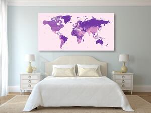 Tablou harta detaliată a lumii în culoare violetă