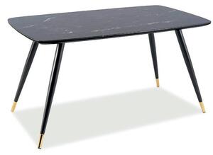 Masa CYRYL, negru cu efect de marmura, 140x80x75 cm