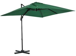 Outsunny Umbrelă de Grădină cu Manivelă, Rotire la 360°, Orificii de Ventilație și Parasolar Reglabil, 2.5x2.5 m, Verde | Aosom Romania