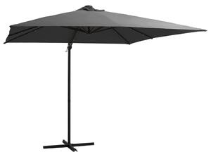 Umbrelă suspendată cu LED, stâlp din oțel, antracit, 250x250 cm