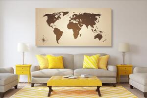 Tablou harta lumii în nuanțe maro