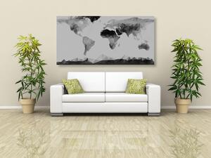 Tablou harta lumii în stil poligonal în design alb-negru