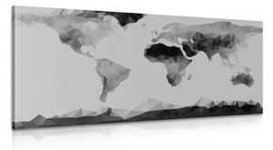 Tablou harta lumii în stil poligonal în design alb-negru
