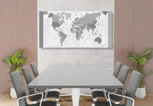 Tablou harta lumii detaliata în design alb-negru