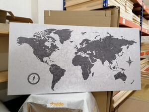Tablou harta lumii cu busola in stil retro în design alb-negru