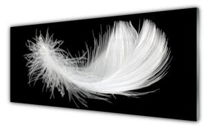 Tablou pe sticla Feather Art White