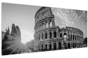 Tablou - Colosseum din Roma, alb-negru (120x50 cm)