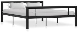 Cadru de pat, negru și alb, 140 x 200 cm, metal