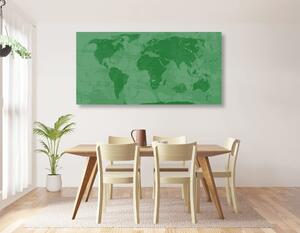 Tablou pe plută harta lumii rustică în culoare verde