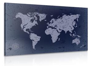 Tablou harta veche lumii pe un fundal albastru abstract