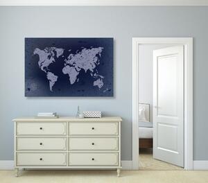 Tablou harta veche lumii pe un fundal albastru abstract