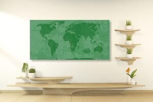 Tablou harta rustică a lumii în culoare verde