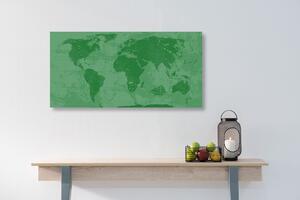 Tablou harta rustică a lumii în culoare verde