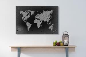 Tablou harta veche lumii pe un fundal abstract în design alb-negru