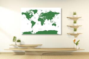 Tablou harta lumii cu state individuale în culoare verde