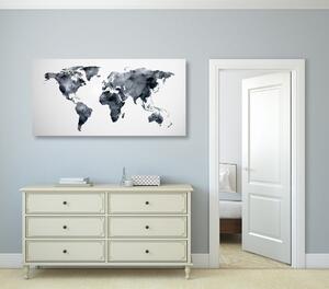Tablou harta poligonală colorată a lumii în design alb-negru