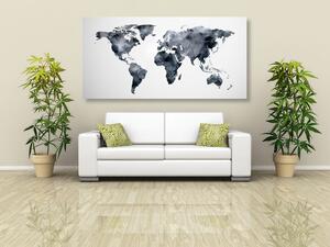 Tablou harta poligonală colorată a lumii în design alb-negru