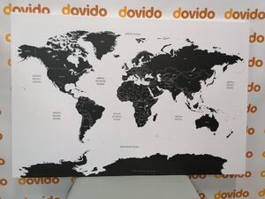 Tablou harta lumii cu state individuale în culoare gri