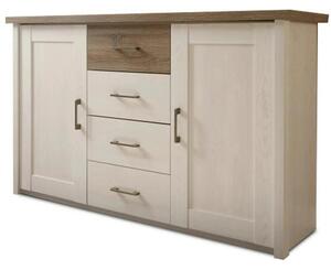 Comoda LUMERA, stejar trufa/pin alb, DTD laminat, 150x42x90 cm