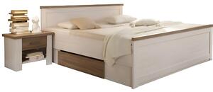 Cadru pat LUMERA 180x200, pin alb/stejar trufa, PAL melaminat, cu 2 se