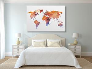 Tablou harta poligonală a lumii în nuanțe de portocaliu