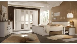 Set dormitor LUMERA, pin alb/stejar sonoma, PAL laminat, cu pat 180x20