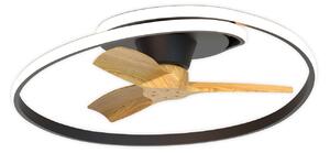 Ventilator de tavan cu LED Ocean negru/lemn DC silențios - Mantra Mantra Iluminación, Ocean, reglabil, Negru, Camera de zi, Plastic, Modern