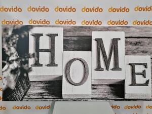Tablou litere HOME în design alb-negru