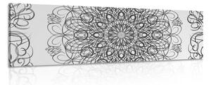 Tablou Mandala florală abstractă în design alb-negru