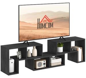 HOMCOM Mobilier TV 75" cu 2 Rafturi în Formă de L și Raft Dreptunghiular, 134-180x30,5x44 cm, Negru | Aosom Romania