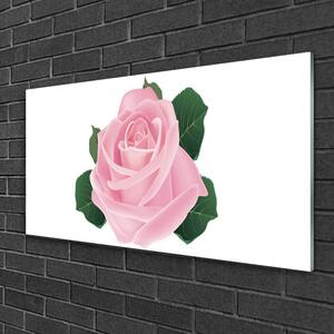 Tablou pe sticla Rose Floral Roz Verde