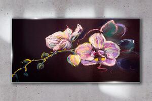 Tablou sticla Abstracție Flori Frunze