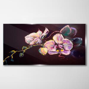 Tablou sticla Abstracție Flori Frunze