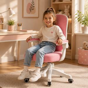 Scaun ergonomic de gaming pentru copii, rotativ, cu roți