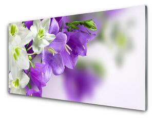 Panou sticla bucatarie Flori Floral Violet Alb