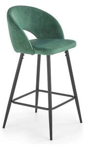Scaun bar H96, verde inchis/negru, stofa/otel, 48x49x89 cm