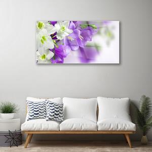 Tablou pe sticla Flori Floral Violet Alb