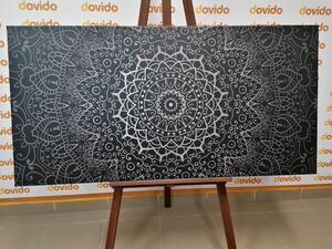 Tablou vintage Mandala în stil indian în design alb-negru