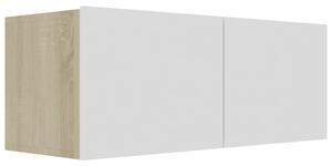 Comodă TV, alb și stejar Sonoma, 80 x 30 x 30 cm, PAL