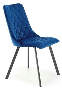Scaun K450, albastru/negru, stofa catifelata/metal, 44x58x85 cm