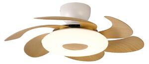 Ventilator de tavan cu LED Flower, din lemn, cu motor de curent continuu, Mantra Iluminación, Flower, reglabil, Lemn, Camera de zi, Plastic, Modern