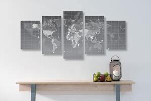 Tablou 5-piese harta lumii eclozată