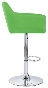 Scaun de bar cu brațe, verde, piele ecologică