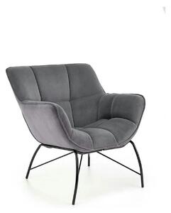 Scaun de relaxare modern BELTON, gri/negru, stofa catifelata/otel, 74x