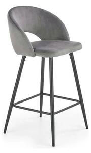 Scaun bar H96, gri/negru, stofa/otel, 48x49x89 cm