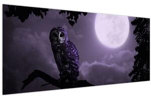 Tablou - Bufniță de noapte, violet (120x50 cm)
