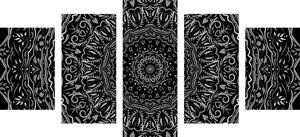 Tablou 5-piese Mandala în stil vintage în design alb-negru